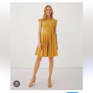 Pact Mustard fit and flare petal Floral Dress